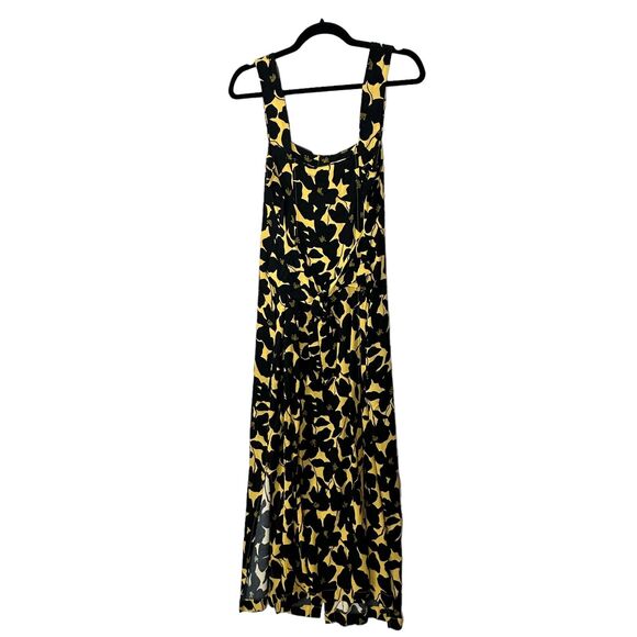New L*Space Floral Button Front Mykonos Dress Yellow & Black Women Small NWT - Picture 2 of 10
